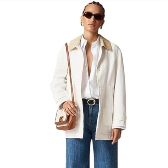 J Crew Barn Jacket In Canvas Womens XL White Tiny Flaw - Picture 1 of 16